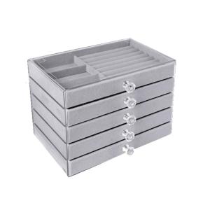 Modern 5 Tiers Storage Box With Velvets Interior Adjustable Layers PET Materials for Accessories Organization