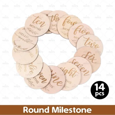 MINIIS Wooden Baby Monthly Milestone Book Card Props Barang Baby Newborn set For 1 Year Baby Photo Props Baby Gifts
