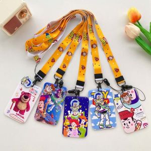 BELLERY Portable Student Toys Story Strawberry Bear Woody Card Cover Lanyard Card Case Cartoon Card Holder