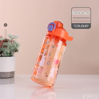 600ml Cute Kids Straw Cup With Strap Cartoon sippy Tumbler Water Bottle For Kids Plastic Portable Tumbler With Straw For Boys Kids Girls School BPA Free Unisex Gift Ideas For Kids
