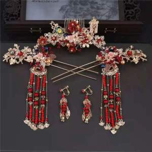 Phụ kiện tóc trang phục cổ xưa cô dâu phụ kiện váy cưới phụ kiện cheongsam phụ kiện tóc cưới kẹp tóc phong cách cưới Trung Quốc