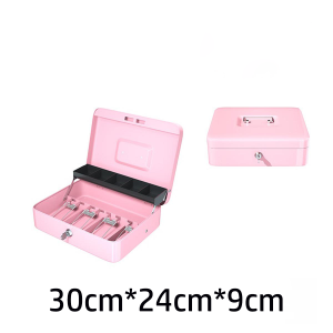 Cash Box With Key Safe Storage Money Box Anti -theft Money Box Portable Cashier Compartment Tray Coin Box Lockable Drawer Cash