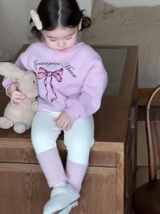 Childrens Autumn and Winter Outfit Korean Style Kids Clothing Baby Clothes Girls Thickened Sweatshirt and Leggings Set for Late Autumn