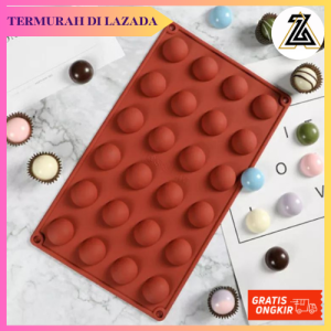 CETAKAN COKLAT AGAR AGAR PUDING ES BATU SILICONE 15 GRID SETENGAH LINGKARAN  BAKING