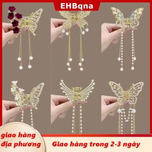 [COD] EHBqna 3PF Ship within 24 hours Tinh tế Rhinestone bướm tua tóc Claw Clip Hàn Quốc mới ponytail Braid ngọc trai Kẹp Tóc Cô Gái cua kim loại mũ Quà Tặng