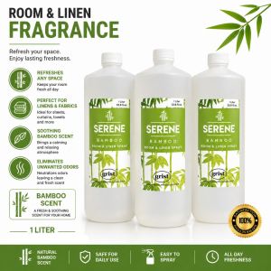 Grist Serene Bamboo Room & Linen Spray - 1 Liter Natural Scent - Safe for Daily Use - Easy to Spray - All Day Freshness