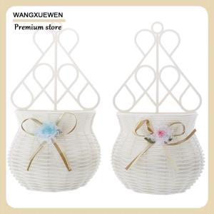 [COD] Garden DIY Vase Flower Basket Sundries Organizer Wall Hanging Artificial Rattan