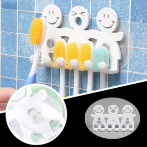 Beauty-sunshine 1 Pcs Toothbrush Holder Wall Mounted Suction Cup Cute Cartoon Smile Bathroom Set Bathroom Accessories
