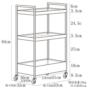 ✳️TSG65✳️ Multipurpose Metal 3 Tier Trolley Kitchen Storage Trolley Tray with Wheel Utility Rolling Cart Kitchen Rack Movable Trolley Cart Kitchen Shelf Kitchen Rack Snack Storage Rack Trolley Makeup Rack Cosmetics Rack Kitchen Utility Rolling Cart
