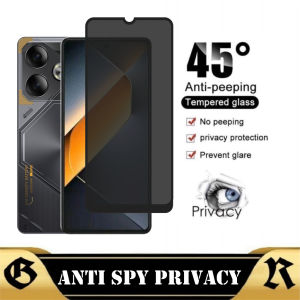 Tempered Glass Layar Privacy TECNO POVA 6 Anti Gores Kaca Spy 9D Full