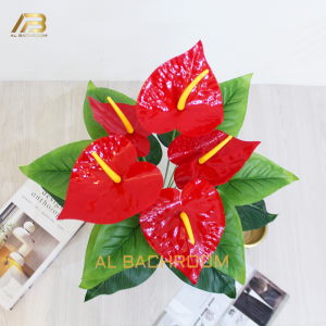 TANAMAN PLASTIK BUNGA ANTHURIUM MERAH BK5 B8170 BUNGA ARTIFICIAL HIASAN BUNGA POJOK RUMAH RUANG TAMU
