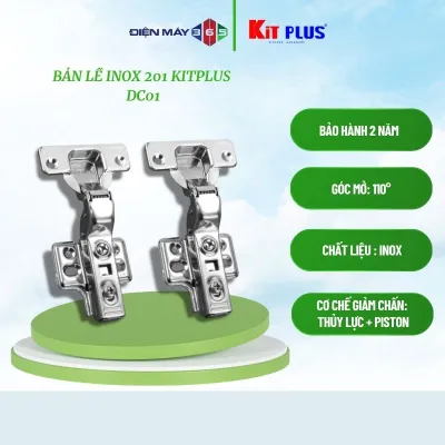 Bản Lề Inox Giảm Chấn KITPLUS DC01 – Góc Mở 110° – Giảm Chấn Thủy Lực Êm Ái – Bền Bỉ