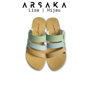 Sandal Wanita LISA Arsaka Sandal Wanita Slop Strip3 Sol Karet Anti Licin Sandal Flat Wanita Terbaru