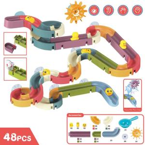 Baby Bath Slide Toy Wall Suction Cup Assembly Track Mini Duck Music Toy Bath Toys for Kids Gift