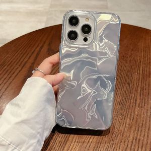 Shockproof transparent case silver ripple texture phone case for iPhone 16 Pro Max 15 14 13 12 11 Pro Max XR XS