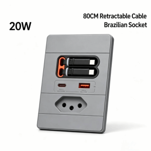 COUPLECOL Với cáp có thể thu gọn. Bảng điều khiển ổ cắm Brazil loại 118 Sạc nhanh qua cổng USB 20W. Nhiều lỗ Ổ cắm có dây rút Bảng điều khiển ổ cắm sạc Loại C Ổ cắm sạc nhanh USB Trang chủ