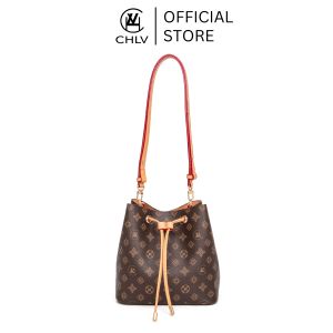 CHLV Tas Selempang Wanita Kulit Medium Terbaru Shoulder Bag Monogram Motif Casual Tas Bucket Aesthetic Korean Style Multifungsi Slingbag Make Up Kondangan Pesta Serut Crossbody Bag Kekinian Kekinian COD