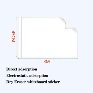OURTOUR Static Cling Whiteboard Wall Sticker No-Glue PVC Dry Erase Whiteboard  Waterproof Wall Decal Kids Drawing