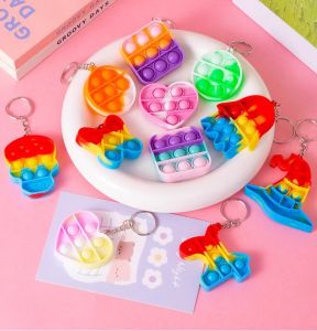 [SG Stock]Creative Fidget Pop It Keychain Stress Relief Birthday Gift Goodie Bag
