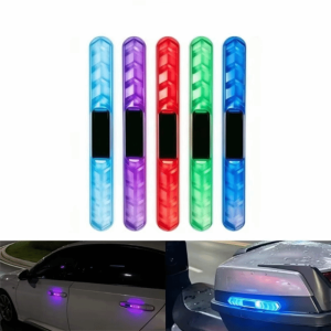 YRUQYS LED Flashing Solar LED Strobe Flash Light Solar Powered Colorful Dynamic Motorcycle Decorative Lamp Multi-functional Waterproof Car Anti-collision Warning Light Night Driving