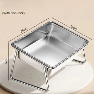 SKISOPGO Stainless Steel Pet Bowl with Stand Elevated Neck Protecting Anti Rollover Cat Dog Food Water Bowl