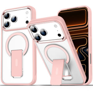 Foldable Invisible Kickstand [Compatible with Mgasafe] Slim Translucent Frosted Hard Back Shockproof Phone Case for iPhone 17 Pro Max Air 17 16 Pro Max 16e 15 Plus 14 13 12