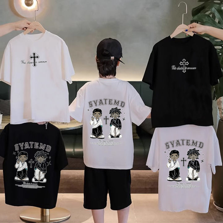 Kids T Shirt For Boys Girls Hip Hop Anime Print Cotton Loose Oversized  Round Neck Tshirt Short Sleeved Sando Clothes Tops Kids Outfit