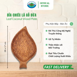 Dĩa Chiếc Lá Gỗ Dừa Ohiama Leaf Coconut Wood Plate - Đồ dùng Phòng Bếp Bàn Ăn Trang Trí Hàng VNXK