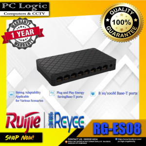 REYEE RG-ES08 8 PORT 10/100MBPS UNMANAGED DESKTOP SWITCH | PLASTIC CASE | PLUG AND PLAY ENERGY SAVIN