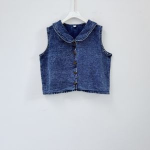 เสื้อผ้าฝ้าย เสื้อคอบัว เสื้อพื้นเมือง เสื้อคอบัวแขนกุด ผ้าฝ้าย 100% ผ้านุ่ม ทรงสวย สีม่อฮ่อม ทำสโตน