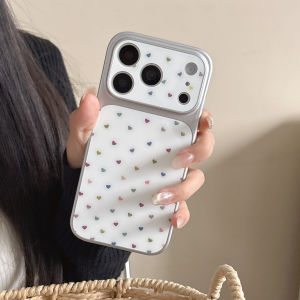 Love Heart Cute For iPhone 17 Phone Case Glossy Pink Heat Cover For iPhone 16 15 14 13 Pro Max Shockproof Cases Bumper Coque
