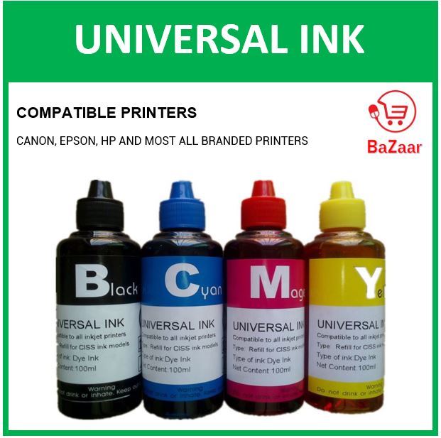 Universal ink Refill Kit 100ml Bottle [NOT Bundle Set] compatible with ...
