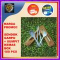 (100 PCS) Souvenir 1 SET Sendok Garpu Sumpit Travel Go Green Kemas Box Rustic Coklat Murah Unik. 
