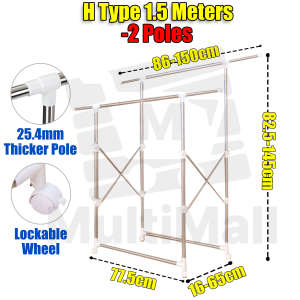 H Type 1.5M 2 Poles Tall Laundry Rack- Clothes Drying Rack Laundry Rack Outdoor and Indoor Portable Laundry Rack Heavy Duty Clothes Drying Rack Multifunction Laundry Rack