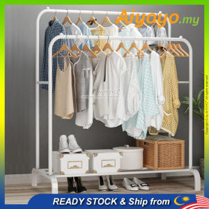 Standing Clothes Hanger Cloth Organizer Cloth Hanger Rack Rak Baju Pakaian Gantung Baju Laundry Garment Rack Drying Shelf Coats Shoe Wardrobe