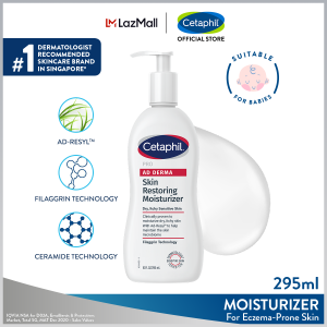 CETAPHIL PRO AD DERMA Skin Restoring Moisturizer | For Eczema-prone Skin | 295ml | Less Dry Itchy Skin Over Time | Intensive Hydration | With Ceramides | Fragrance Free | Dermatologist Recommended Brand | For Babies & Adults