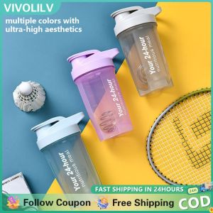 VIVOLILV 【2-3 Days Delivery】Fitness Shake Cup 500ml Protein Powder Shaker Cup  3-layer Plastic Mixing Cup Body Building Exercise Bottle Leakproof Plastic Cup For Everyone