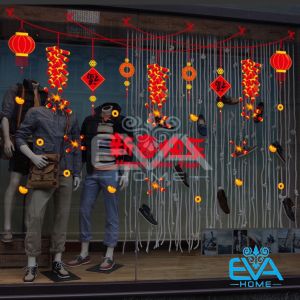 [HCM]Decal Dán Tường Dán Kính Trang Trí Tết Họa Tiết Đèn Lồng XL709 M3412