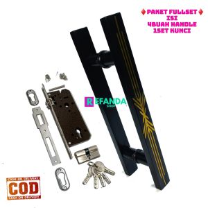 1set lock body kunci dan 2buah gagang handle pintu rumah minimalis pilihan panjang 33cm 45cm dan 60cm untuk pintu depan dan kamar daun pintu1