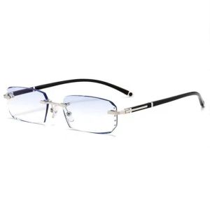 GOXBERK Vision Care Frameless Presbyopia Glasses Spectacle Lens Power +100 To +400 Lightweight Finished Far Sight Eyeglasses Transparent Trendy Farsightedness Reading Glasses Women/Men