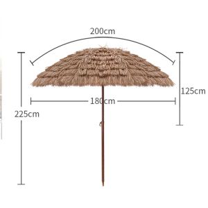 70.86 Inch Foldable Big Umbrella Sun Umbrella Parasol Outdoor Beach Umbrella Straw Thatched Umbrella