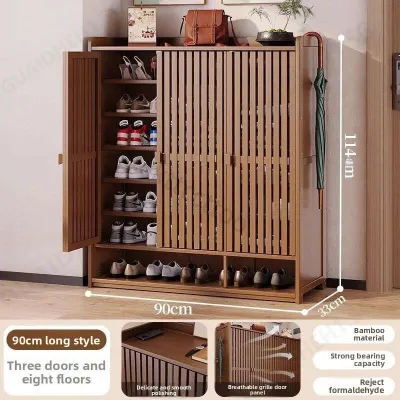 Shoe Cabinet Household Doorway Multi-Layer Solid Bamboo Wood Shoe Rack New Explosive Models Entry Door Entrance One Shoe Cabinet Shelves
