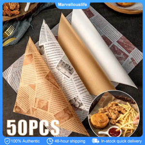 100pcs Oil-Proof Wax Paper Food Wrapper Paper Bread Sandwich Burger Fries Wrapping Paper Plate Mat Fast Food Oilpaper Baking Tool