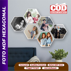 Hiasan Dinding Dekorasi Dinding Hexagonal Custom Foto Wall Decor 1 Set 6 Pcs Sehari Jadi
