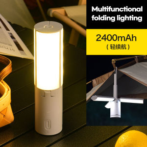 ไฟแคมปิ้งพกพาได้นักเรียนโคมไฟแบบพับเก็บได้โคมไฟอเนกประสงค์โคมไฟแขวนหอพักชาร์จไฟได้โคมไฟไฟในเต็นท์ตั้งแคมป์กลางแจ้งความจุสูง3โหมดพร้อมตะขอสำหรับการตั้งแคมป์กลางแจ้ง