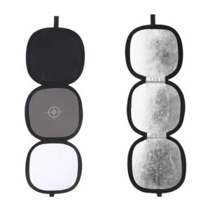 UFANSM Hand Hold Trifold Reflector Two Sides 18% Reference Light Diffuser Accessory 3in1 Design Collapsible Disc Photography Studio