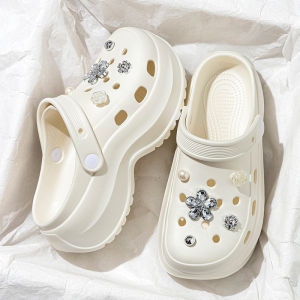 [Free Shipping] Rhinestone Floral Clogs Womens Sandals Outdoor Slip-On Beach Shoes Home Slippers Womens Closed-Toe Slippers