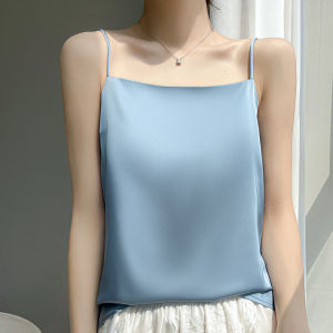 Satin Tank Top Womens Summer Silk Camisole Spaghetti Strap Loose Sleeveless Top Silky Cami Shirt For Casual Wear Lightweight Thin Summer Tops