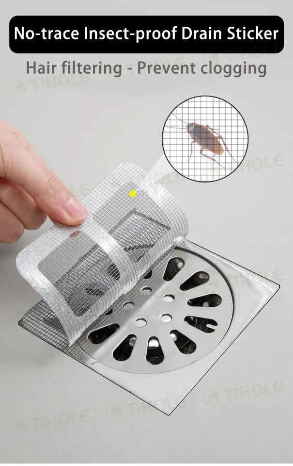 Shower Drain Hair Catcher Stickers – 6 Pack, 10x10 Cm Floor Drain Covers, Self-Adhesive, For Bathroom, Kitchen, Sink, And Toilet Drains