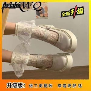 [Free Shipping] MKWQ Sweet And Cool Chunky-Heeled High-Heeled Leather Shoes New Autumn Collection Thick-Soled Height-Increasing Retro Style